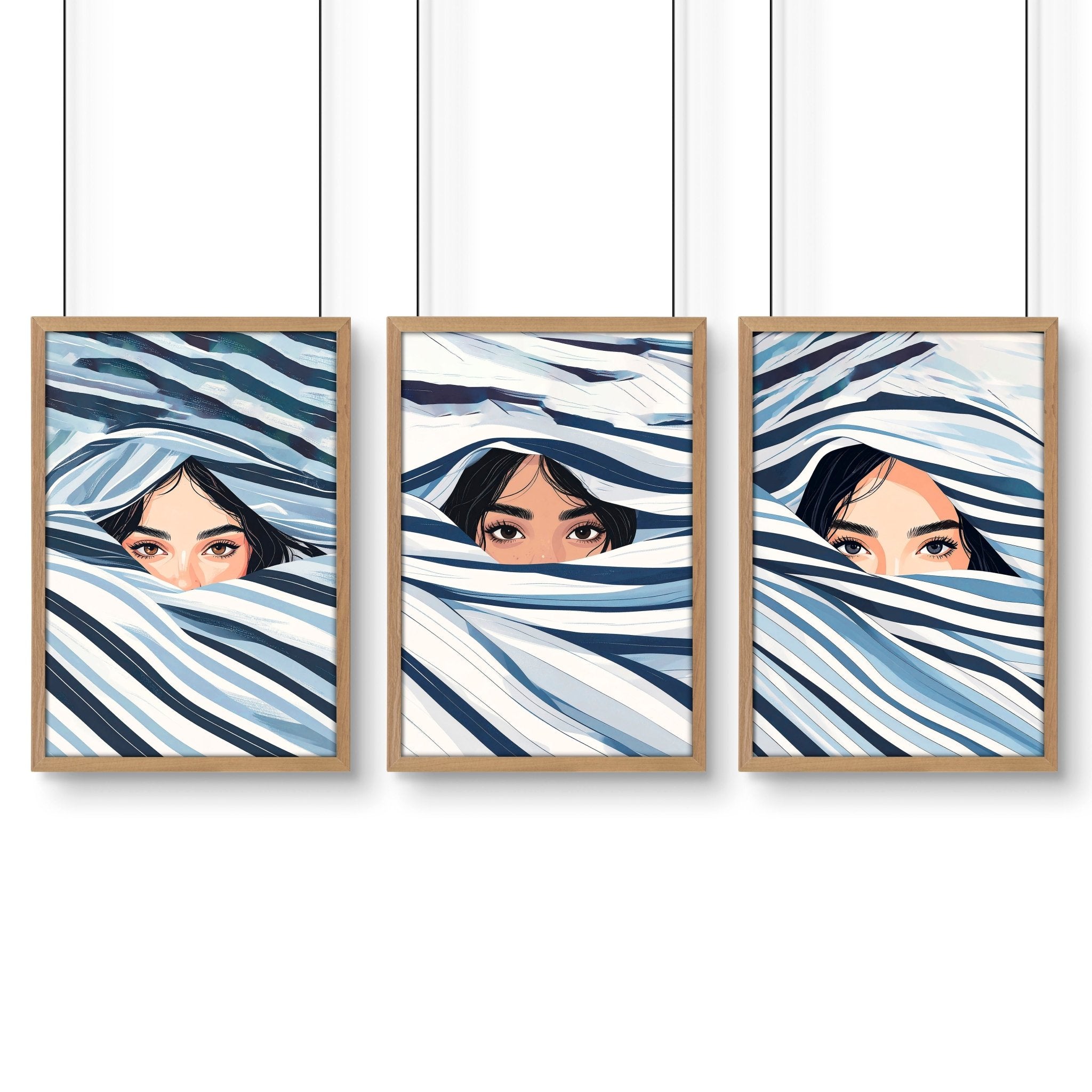 Boho Style Wall Decor | Set of 3 Boho Women Wall art Prints