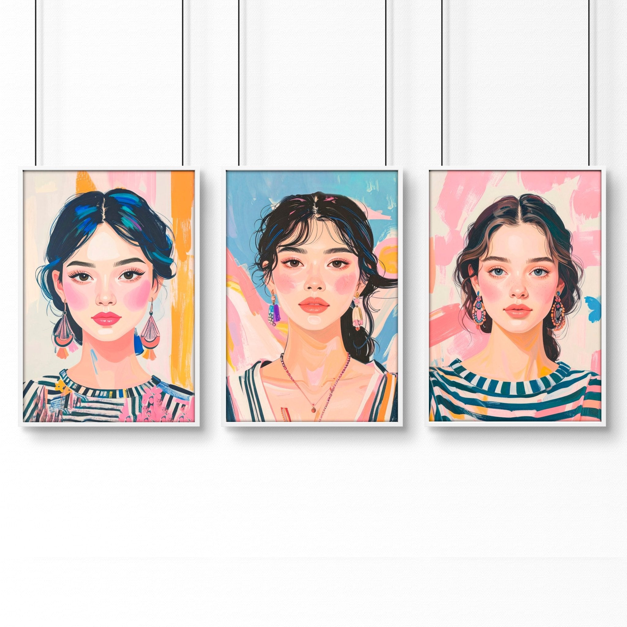 Boho Wall Art | Set of 3 Boho Women Wall art Prints