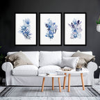 Botanical prints framed | set of 3 wall art prints