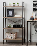 Four Tier Grey Oak Veneer Ladder Shelf Unit | Bradbury