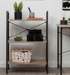 Three Tier Grey Oak Veneer Ladder Shelf Unit | Bradbury