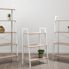 Three Tier Natural Oak Veneer Ladder Shelf Unit | Bradbury