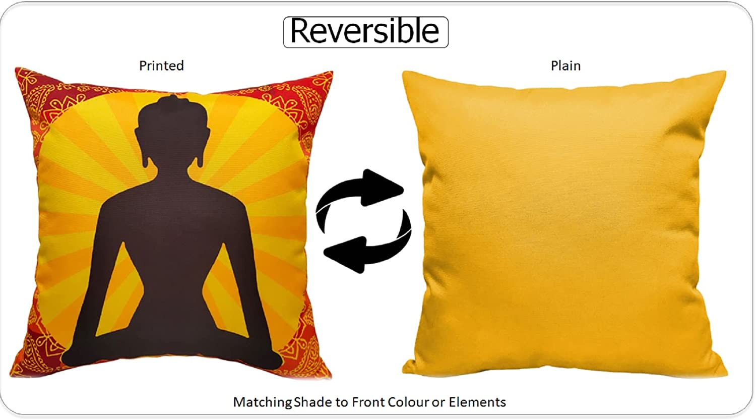OLIVIA ROCCO Buddha Waterproof Cushion Covers 43x43 cm Reversible Breathable Decorative Cover For Indoor Outdoor Patio Garden Sofa Bed Chair - Nest UK