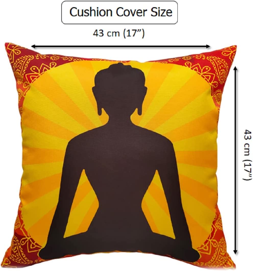 OLIVIA ROCCO Buddha Waterproof Cushion Covers 43x43 cm Reversible Breathable Decorative Cover For Indoor Outdoor Patio Garden Sofa Bed Chair - Nest UK