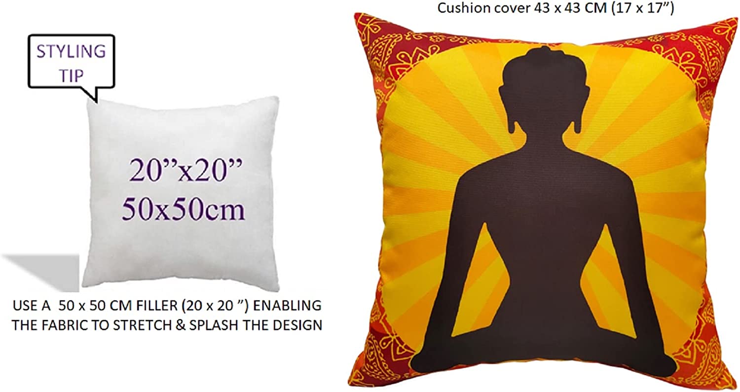 OLIVIA ROCCO Buddha Waterproof Cushion Covers 43x43 cm Reversible Breathable Decorative Cover For Indoor Outdoor Patio Garden Sofa Bed Chair - Nest UK
