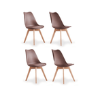 White Halo Dining Table & Set of 4 Lorenzo Jamie Tulip Dining Chairs with Padded Seat