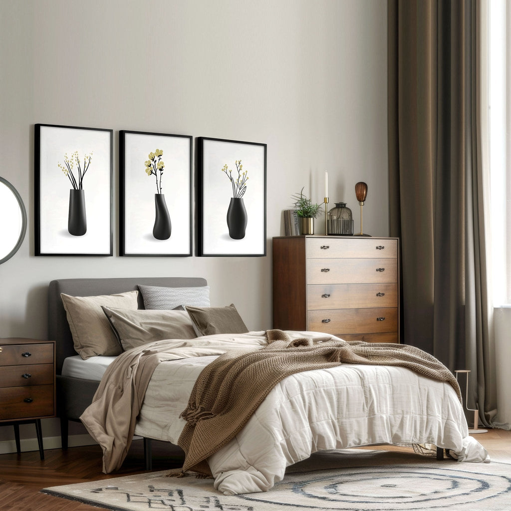 Canvas Framed Wall Art | Set of 3 Botanical Wall art Prints