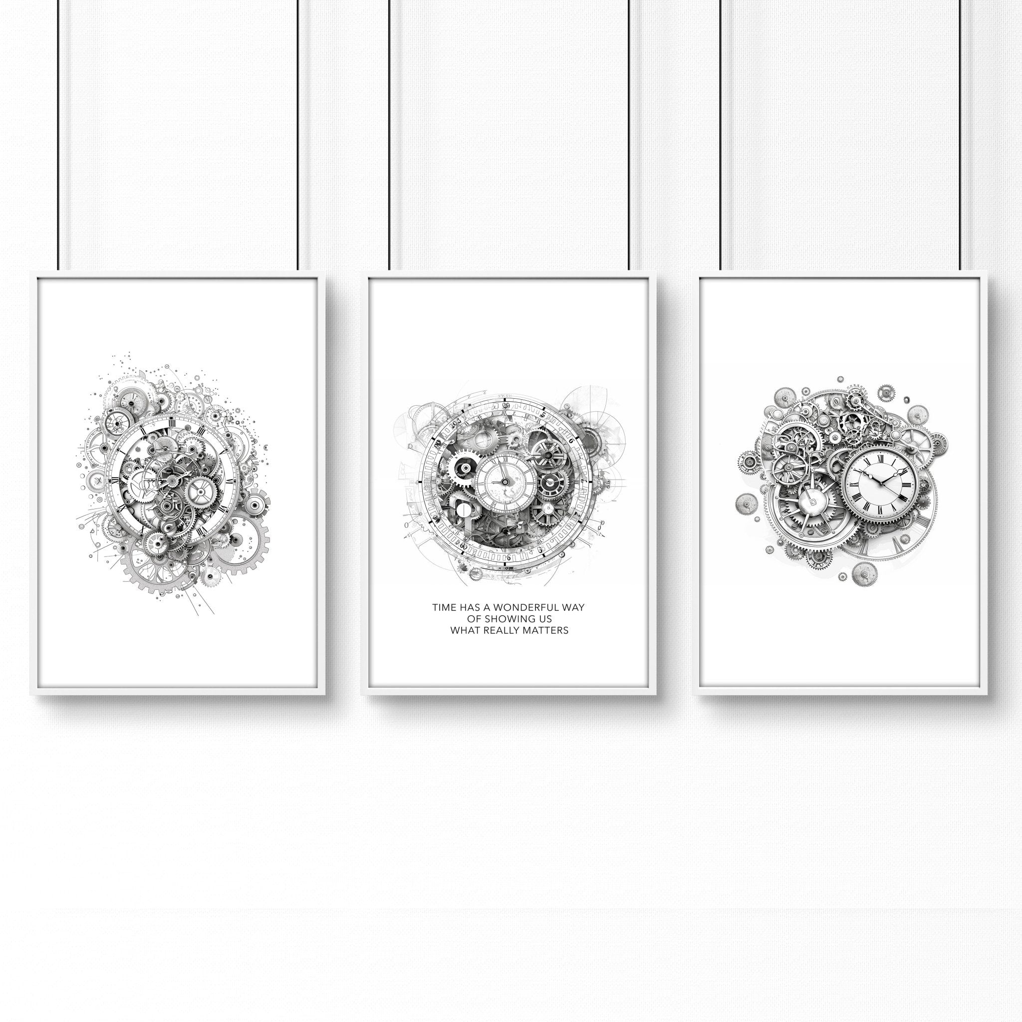 Canvas Painting Wall Decor | Set of 3 Abstract Clocks Wall art Prints