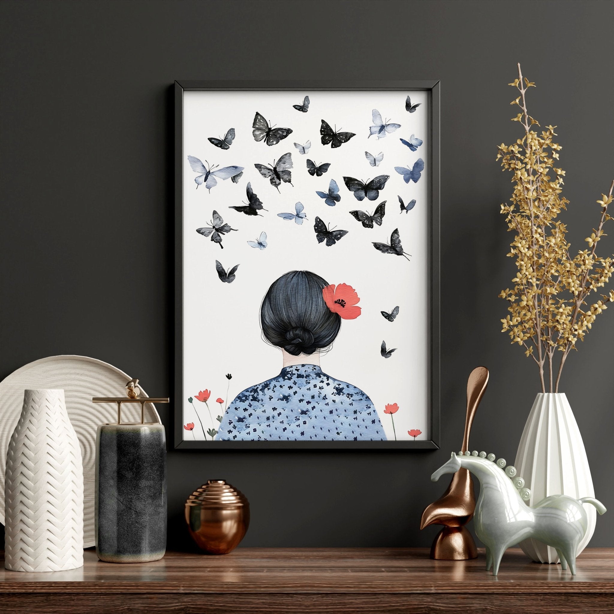 Canvas Pictures For Living Room | Set of 3 Boho Women Wall art Prints