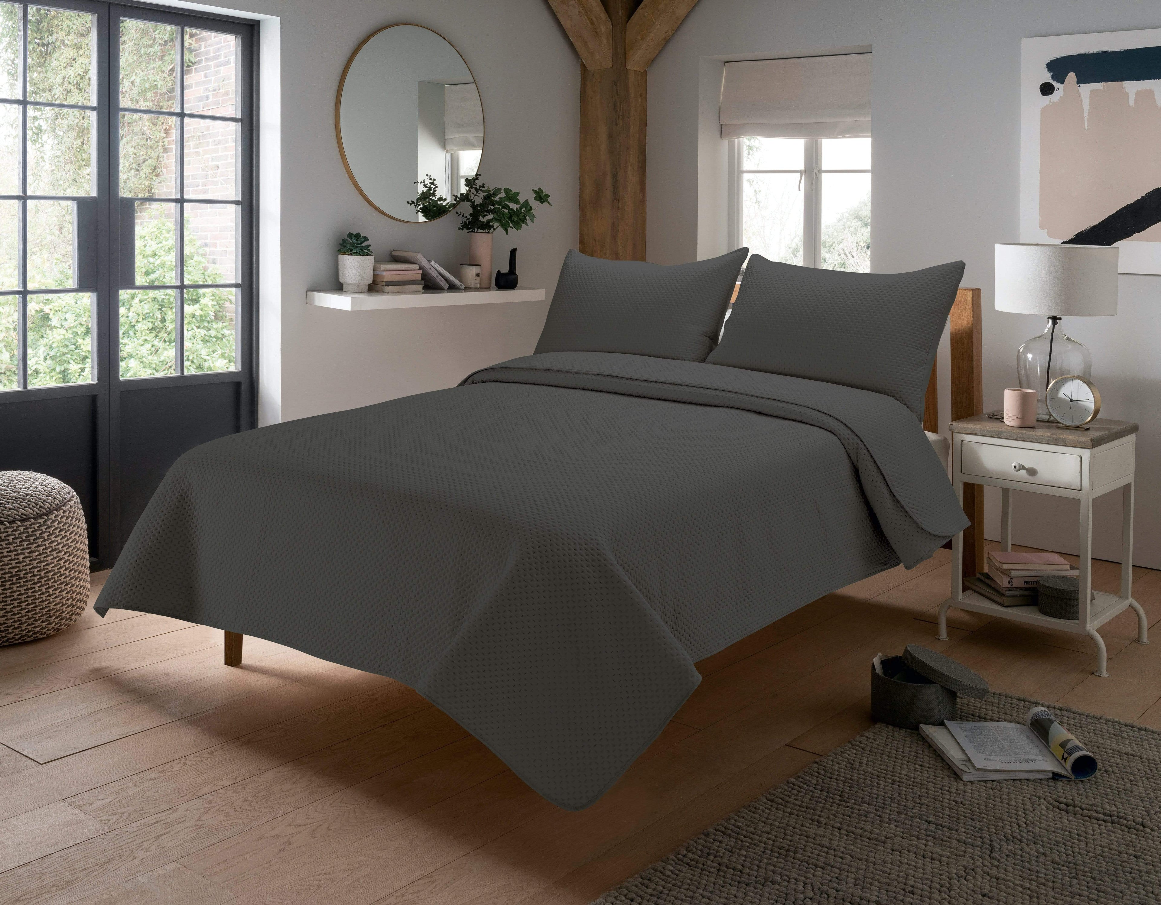 OLIVIA ROCCO Capri Embossed Luxury Bedspread Set With Quilted Throw And Duvet Matching Pillow Shams Multiple Colours For Homes And Gifts - Nest UK