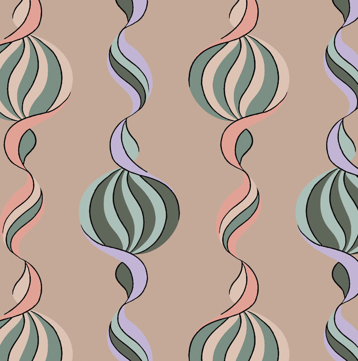 Carousel Twist - Vintage Shell - Wallpaper - Micaela Sharp Collaboration