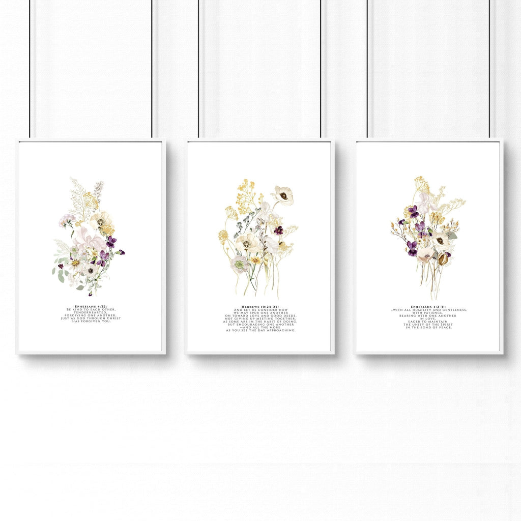 Christian art modern for bedroom | set of 3 wall art prints