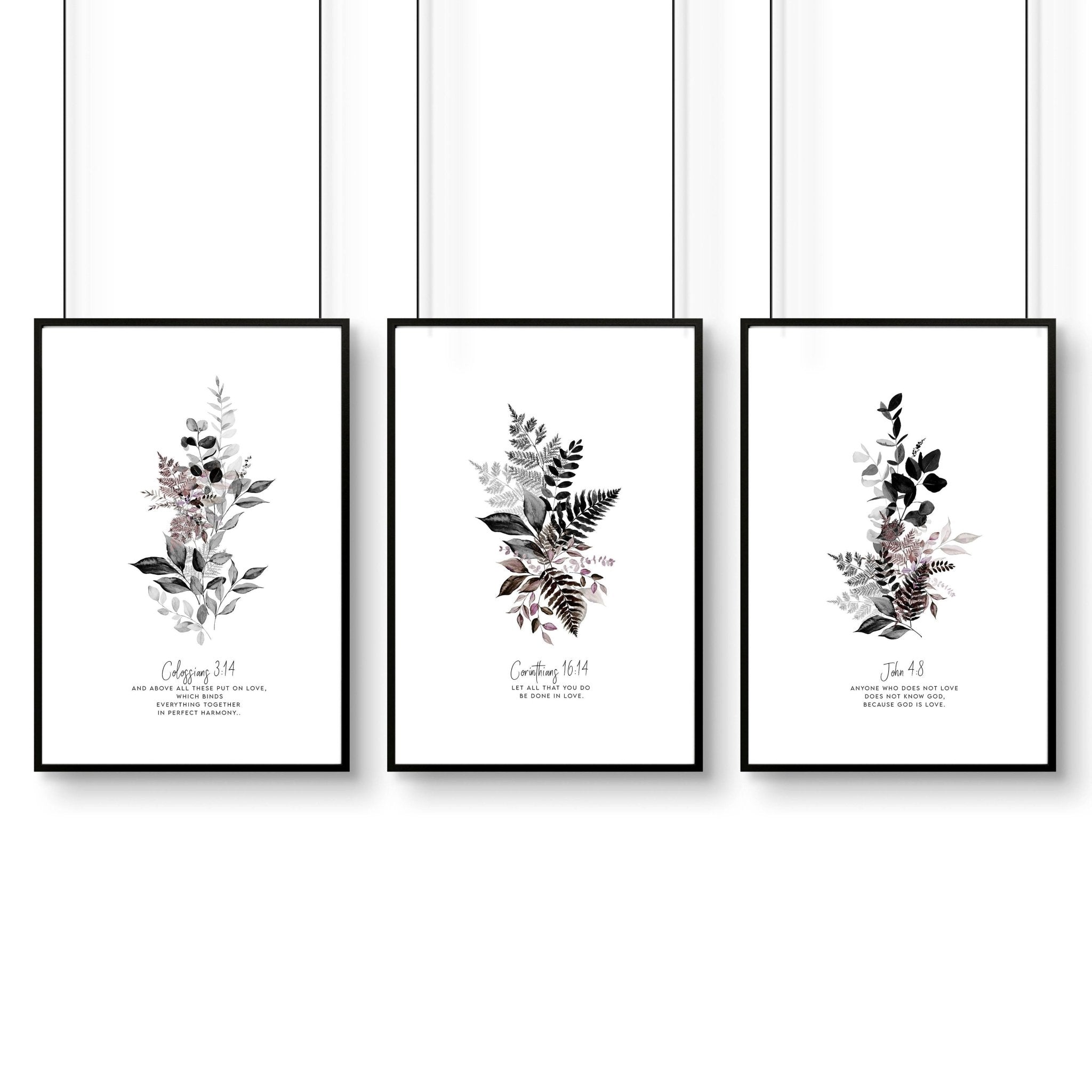 Christian art wall for bedroom | set of 3 wall art prints