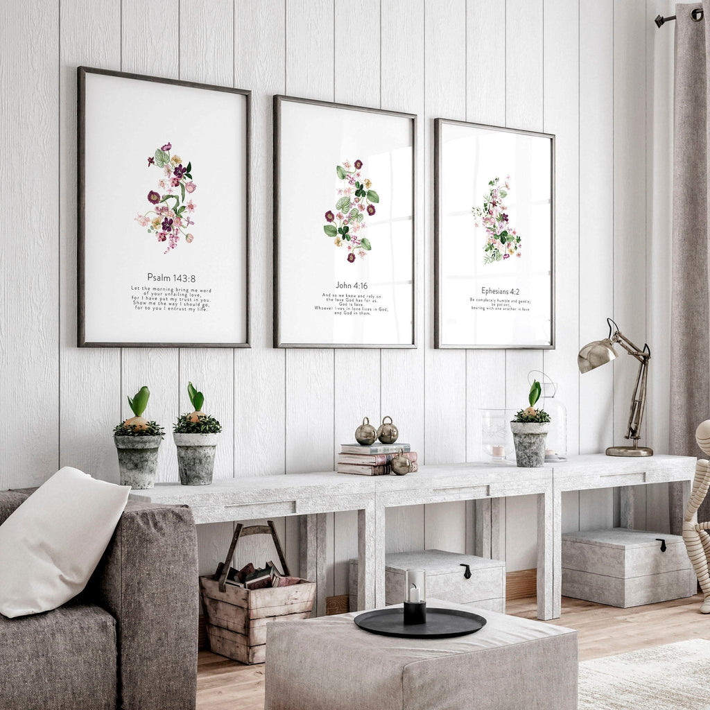 Large art for living room | set of 3 Christian wall art prints