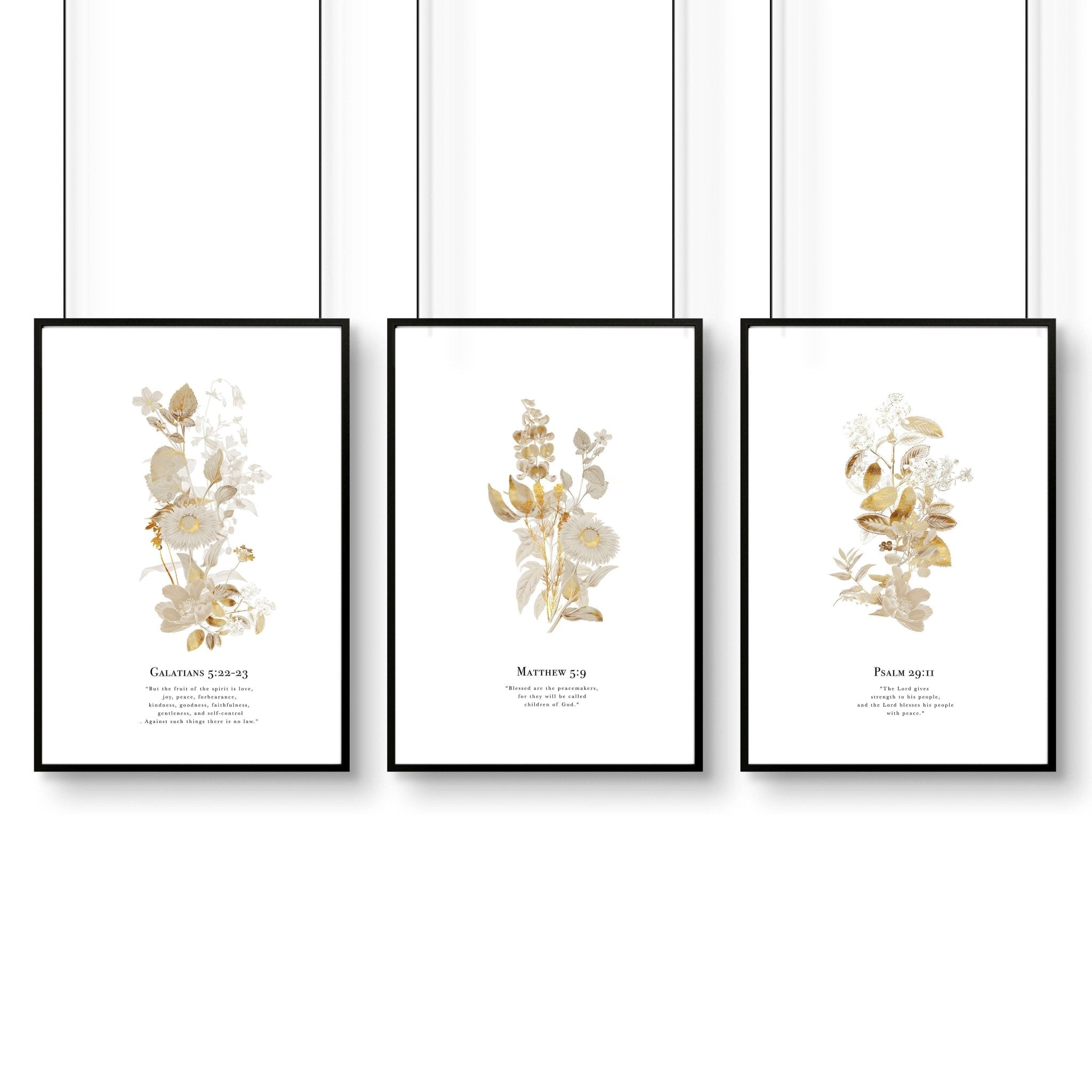 Bible quote wall art | set of 3 Christian wall art prints