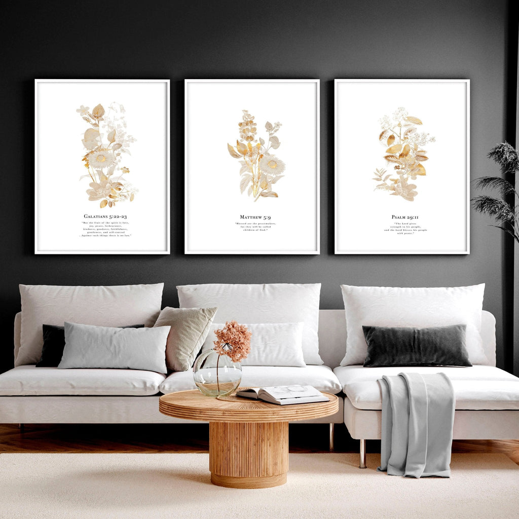 Bible quote wall art | set of 3 Christian wall art prints