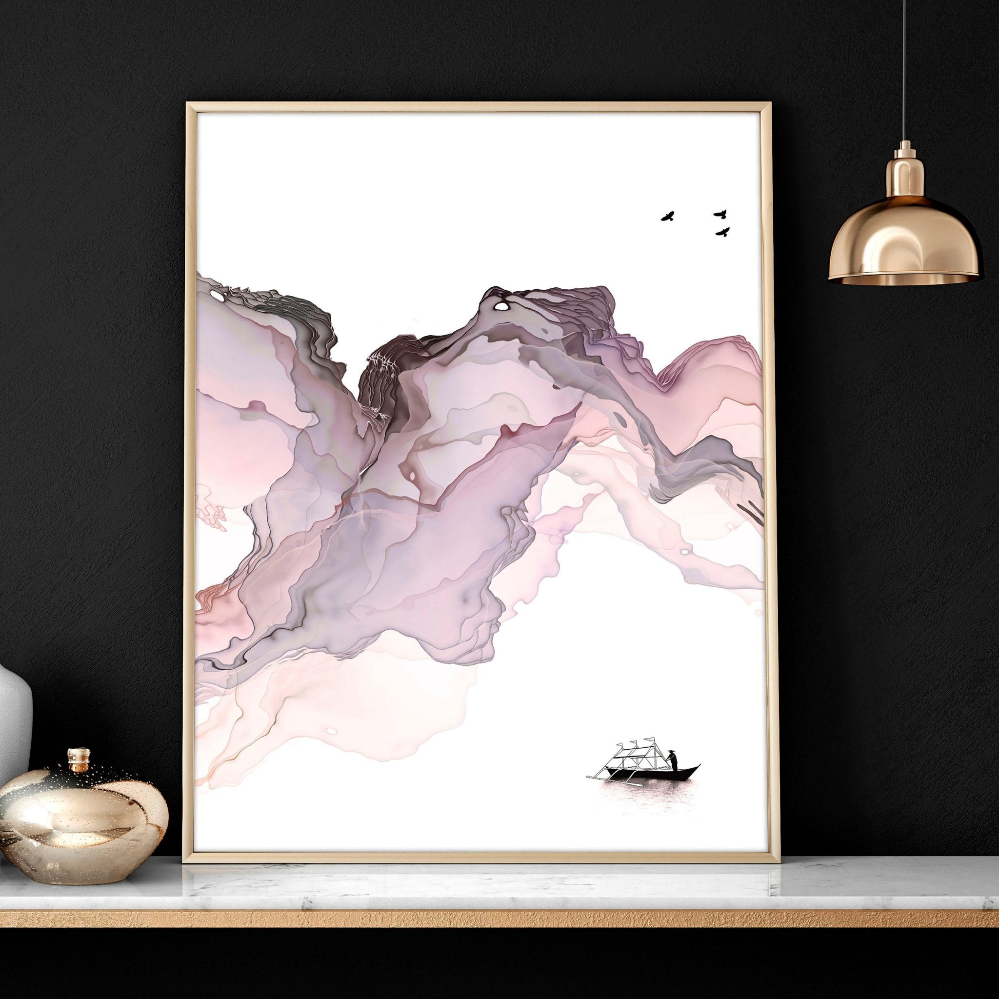 Framed coastal wall art for home office decor | set of 3 wall art