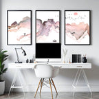 Framed coastal wall art for home office decor | set of 3 wall art
