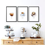 Coffee art prints | set of 3 wall art