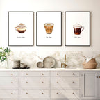 Coffee prints for kitchen | set of 3 wall art prints