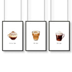 Coffee prints for kitchen | set of 3 wall art prints