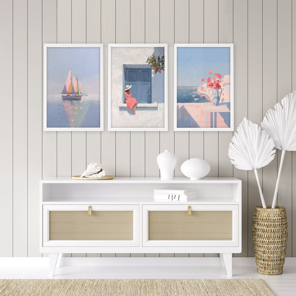 Colorful Living Room Walls | Set of 3 Italian Lifestyle Wall art Prints