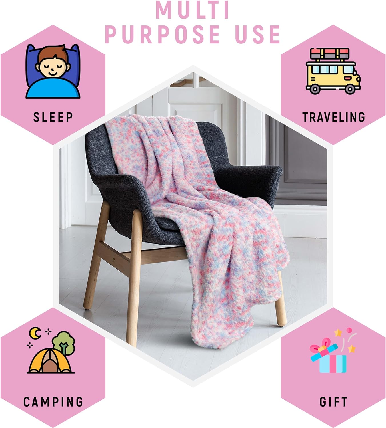 OLIVIA ROCCO Rainbow Teddy Fleece Throw For Kids 130 X 180 Cm Large Soft Blanket For Beds Sofas And Kids Rooms Decor Cozy Warmth For Cuddles - Nest UK