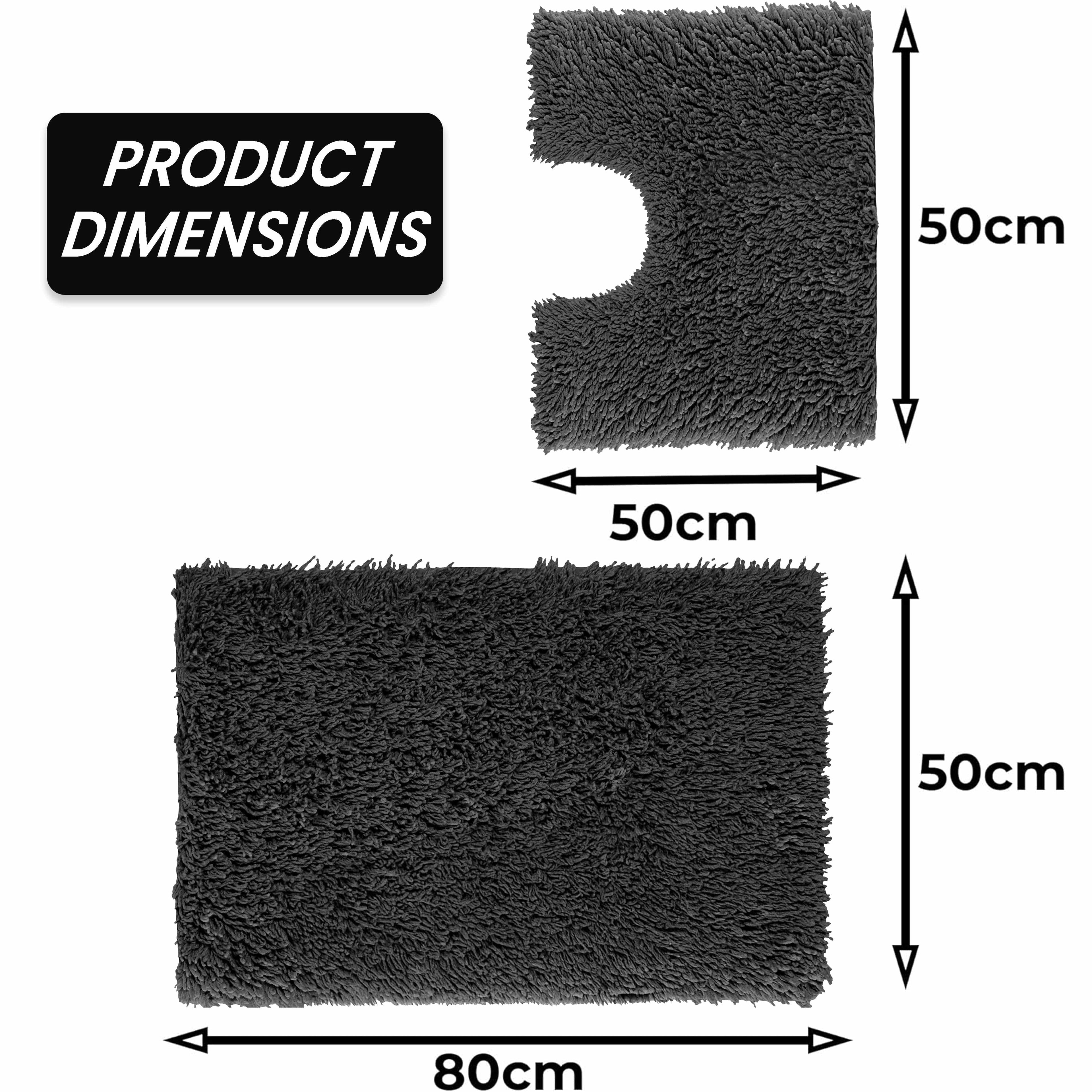 OLIVIA ROCCO Como 2 Piece Black Bath Mat And Pedestal Set Non Slip 100 Percent Cotton Super Absorbent Premium For Everyday Use