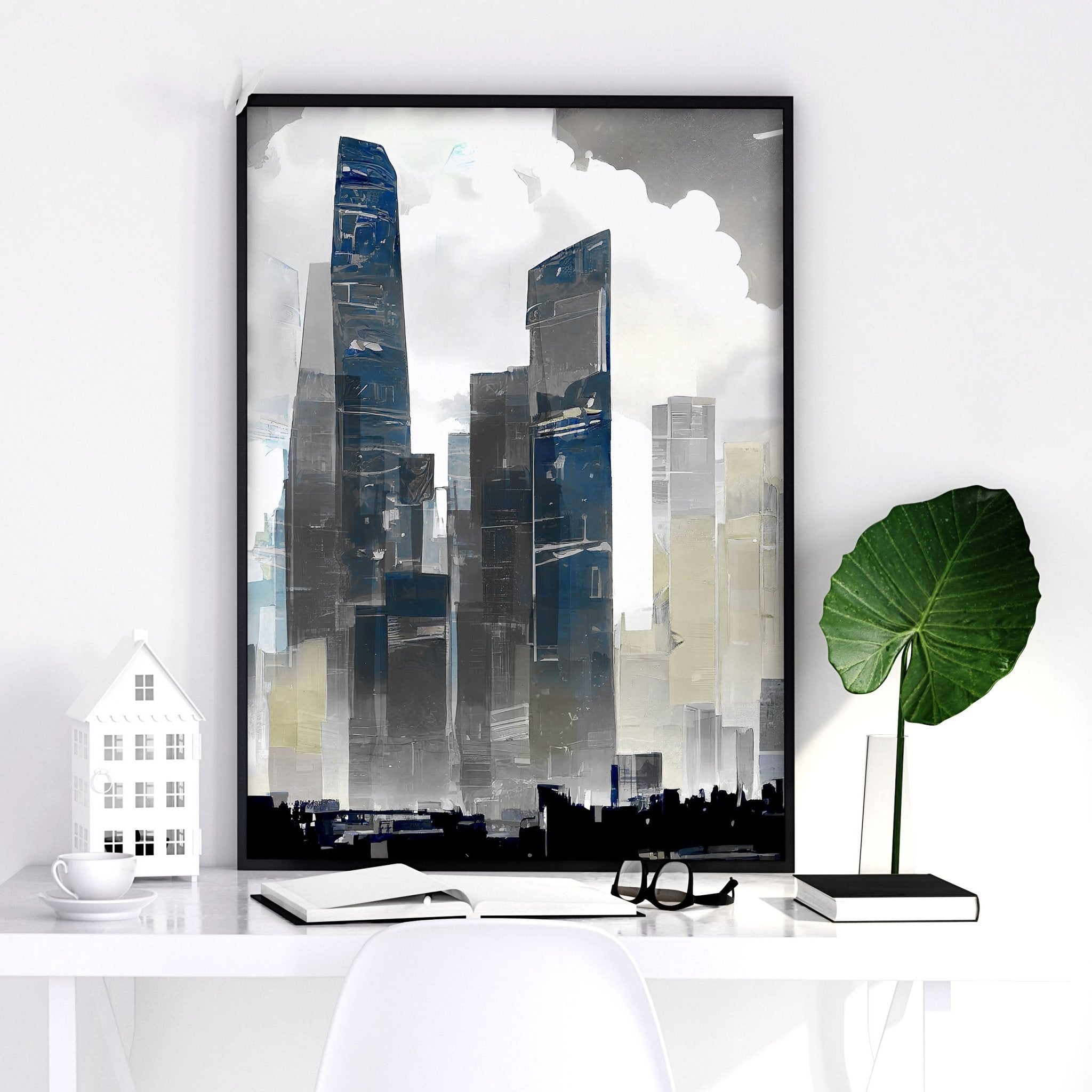 Contemporary Art Wall Decor | Set of 3 Urban Skyscrapers Wall art Prints