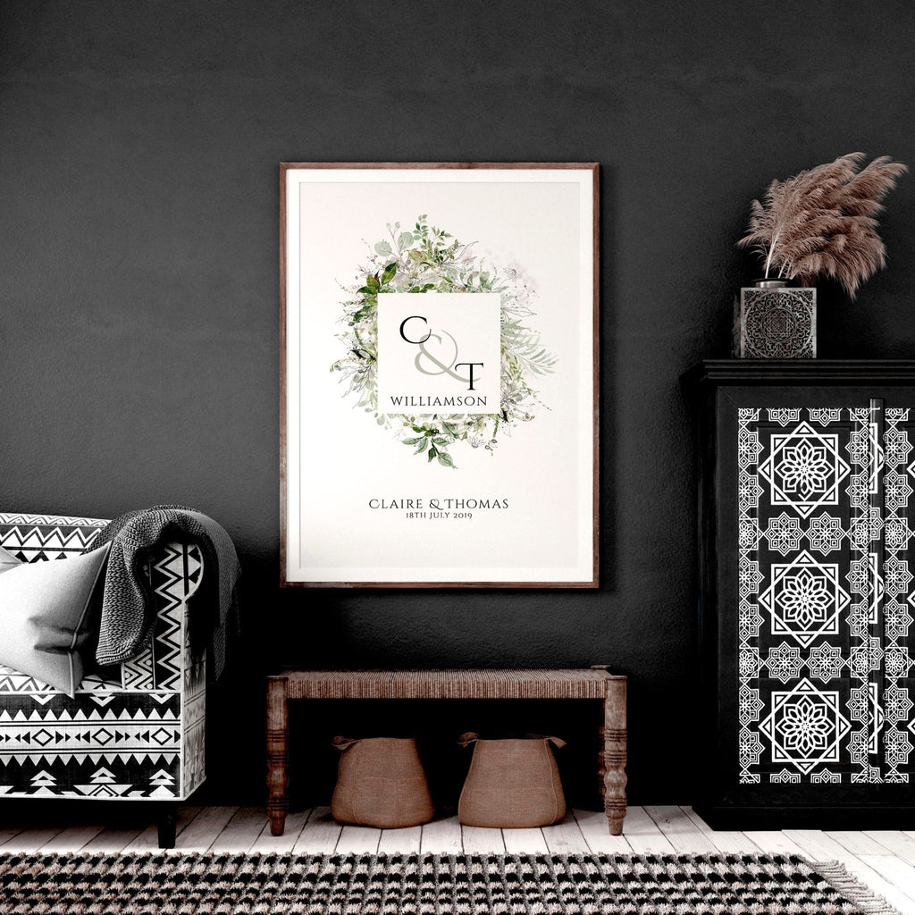 Personalised valentines gift wall art print