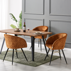 Vittorio Rocco LUX 5PCs Dining Set includes an Oak Dining Table and Set of 4 Dining Chairs
