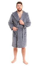 OLIVIA ROCCO Hooded Plush Flannel Bathrobe for Men Ultra-Absorbing Soft Fleece Dressing