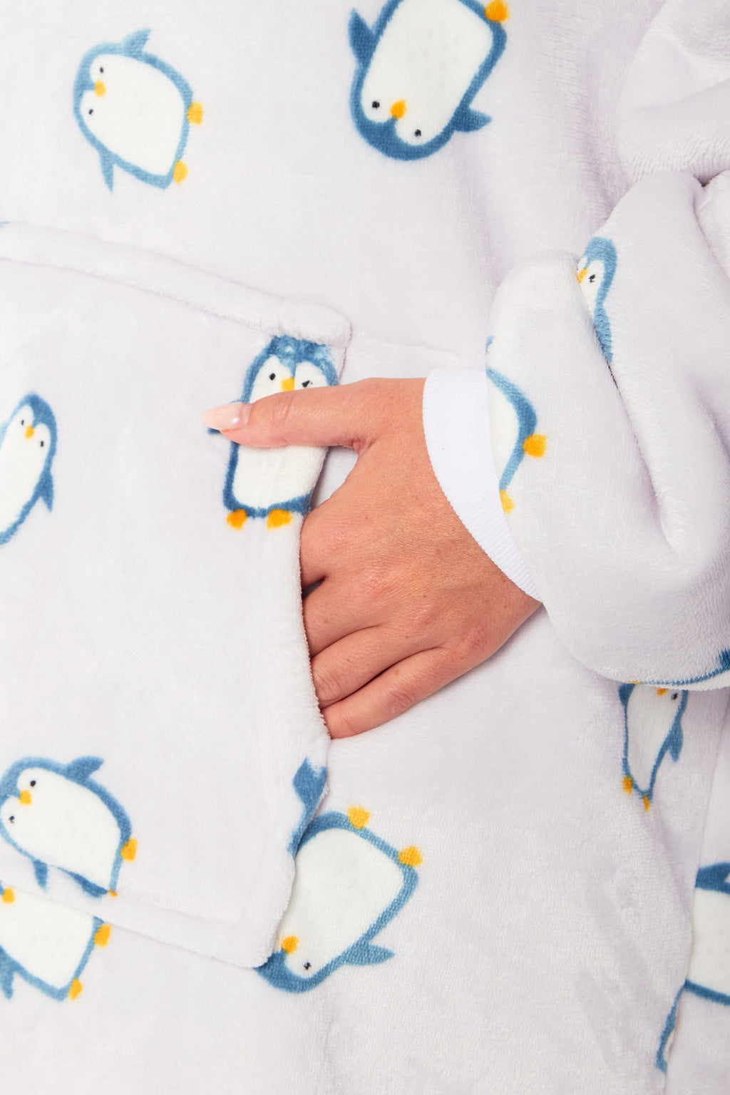 OLIVIA ROCCO Oversized Penguin Hooded Blanket Plush Fleece Reversible Sherpa Giant Hoodie