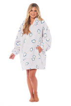 OLIVIA ROCCO Oversized Penguin Hooded Blanket Plush Fleece Reversible Sherpa Giant Hoodie