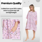 OLIVIA ROCCO Giraffe Print Nightshirt Women Baggy 100% Cotton Short Sleeve Oversized