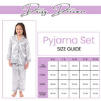 OLIVIA ROCCO Girls Satin Silk Long Sleeve Pyjama Set Black Pink Grey 5-14 Button Down