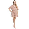 OLIVIA ROCCO Women's Natural Short Pyjama Set Button Up Top And Shorts With Pockets