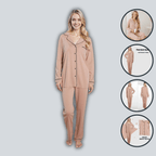 OLIVIA ROCCO Women's Pyjama Set Natural Soft Touch Long Sleeve Button-Up Top and Bottoms