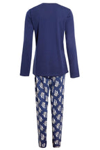 OLIVIA ROCCO Navy Tiger Print Pyjama Set For Women 100% Soft Cotton Relaxed Fit Nightwear