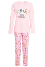 OLIVIA ROCCO Pyjama Set Pink Dog Print Jersey Cotton Long Sleeve Sleepwear Womens