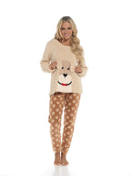 OLIVIA ROCCO Women's Fleece Pyjama Set Dog Snuggle Design Long Sleeve Top Patterned