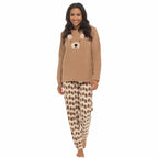 OLIVIA ROCCO Women's Teddy Bear Fleece Pyjama Set With Long Sleeve Top Super Soft Cosy Home Loungewear