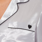 OLIVIA ROCCO Satin Silk Pyjama Set For Women With Dress Shirt Collar And Loose Fitting