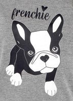 OLIVIA ROCCO Women's Grey Cotton Pyjama Set With Polka Dot Pants And Frenchie Pugs Print