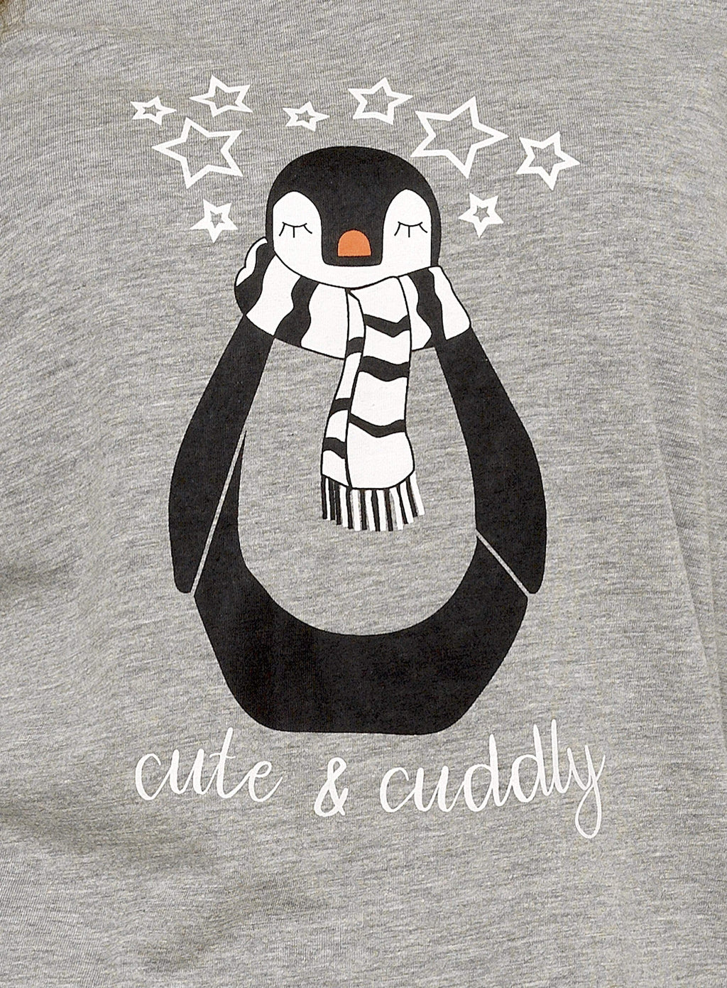 OLIVIA ROCCO Women's Penguin Stars Grey Cotton Pyjama Set Easy-Care Super Soft Sleep Set
