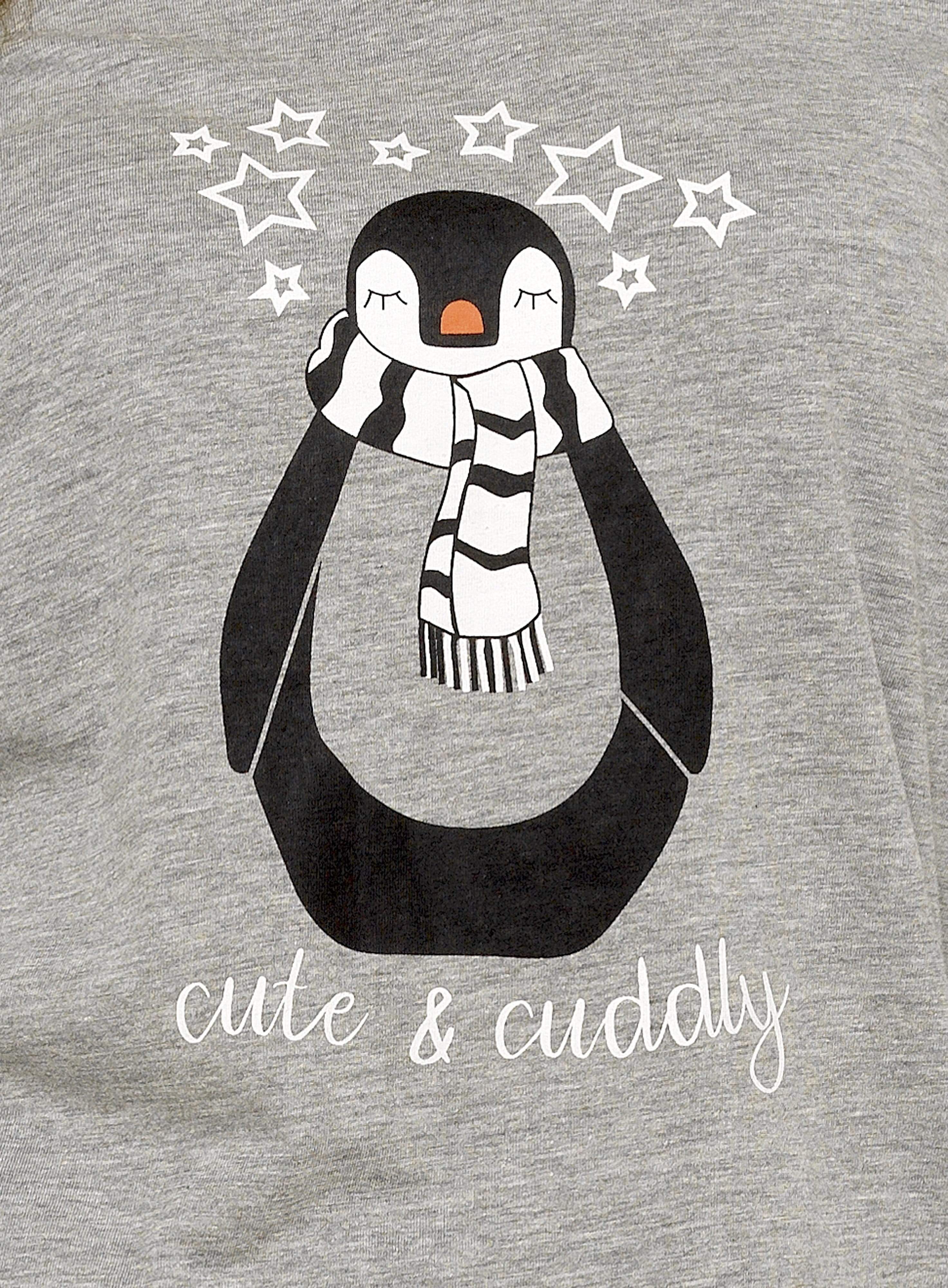 OLIVIA ROCCO Women's Penguin Stars Grey Cotton Pyjama Set Easy-Care Super Soft Sleep Set
