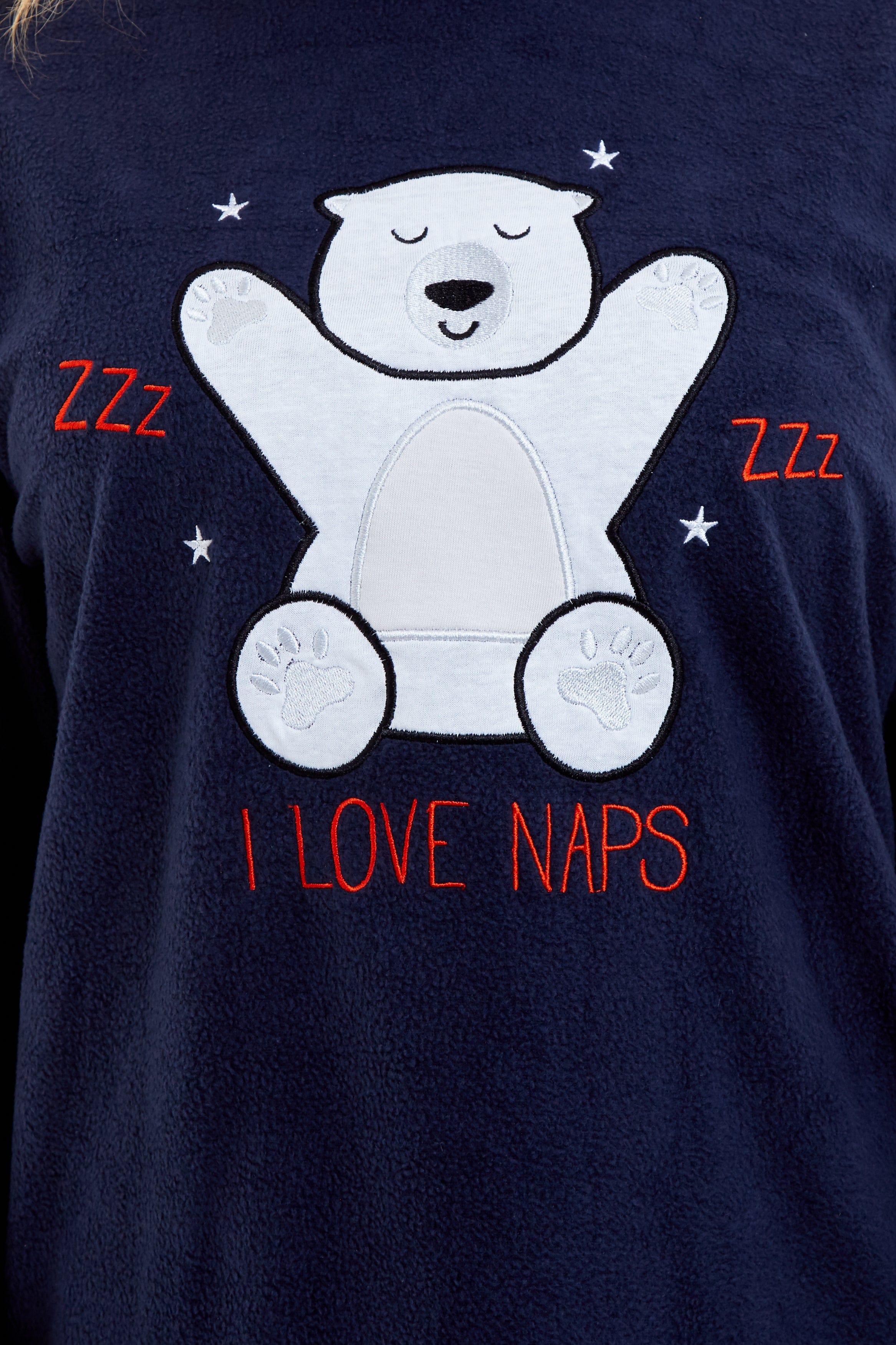 OLIVIA ROCCO Women's Polar Bear Fleece Pyjama Set Cosy Winter Sleepwear Festive Christmas