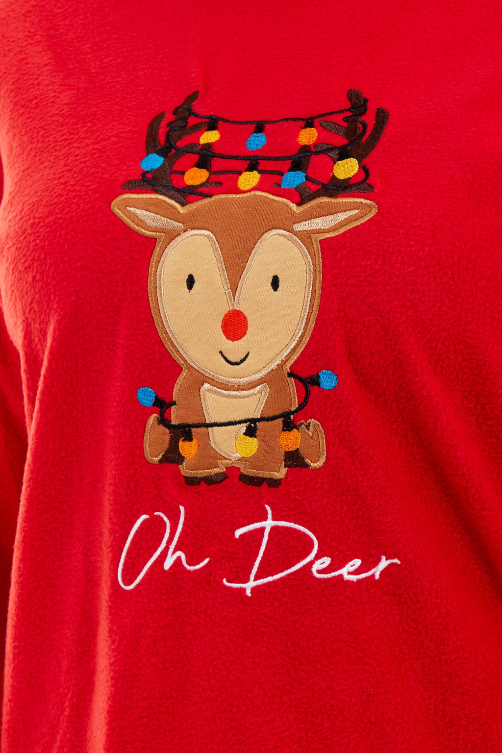 OLIVIA ROCCO Women's Polar Fleece Pyjama Set Festive Reindeer Pattern UltraSoft Winter