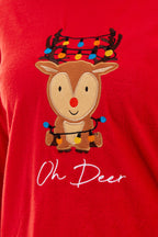OLIVIA ROCCO Women's Polar Fleece Pyjama Set Festive Reindeer Pattern UltraSoft Winter