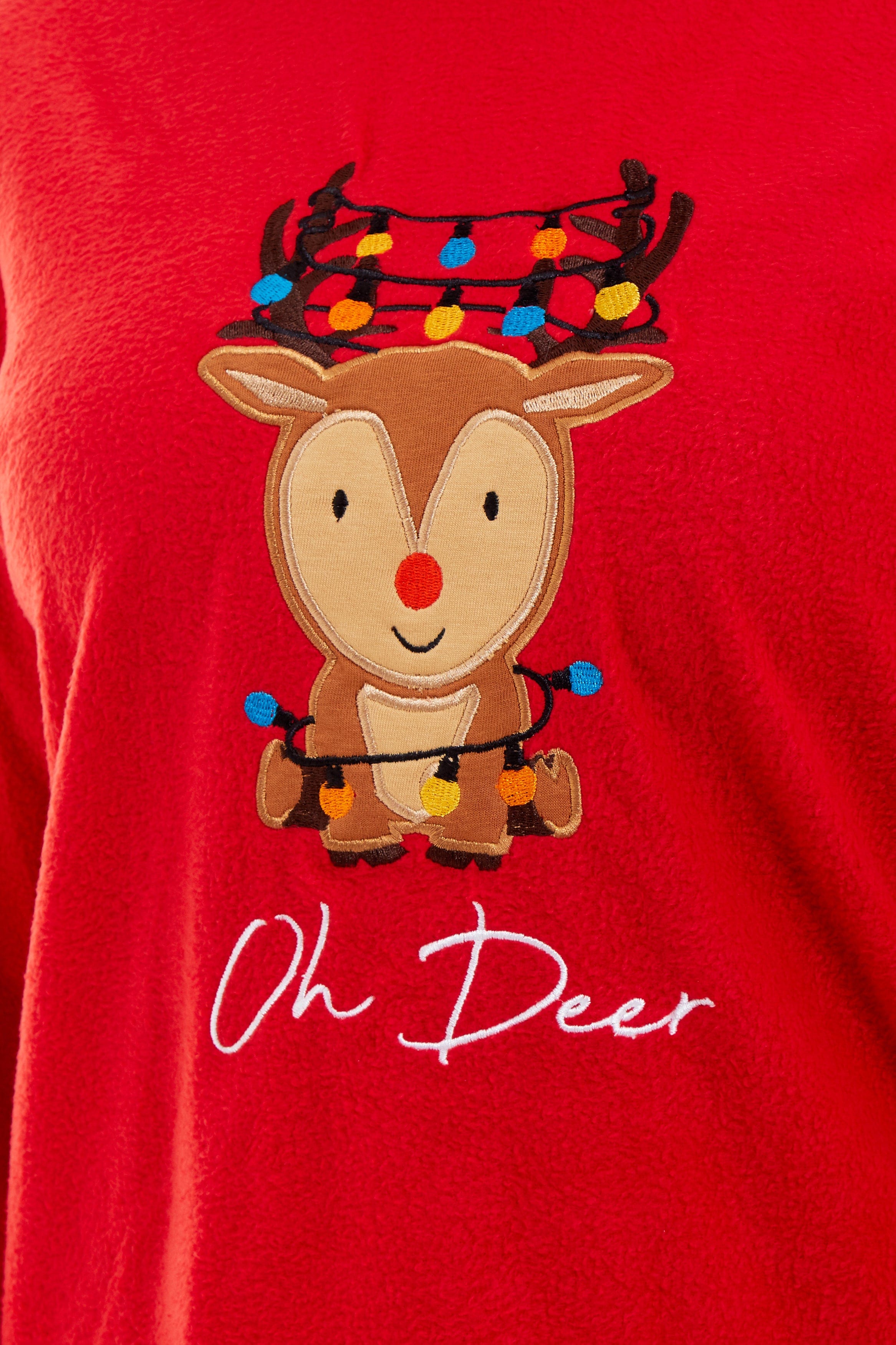 OLIVIA ROCCO Women's Polar Fleece Pyjama Set Festive Reindeer Pattern UltraSoft Winter